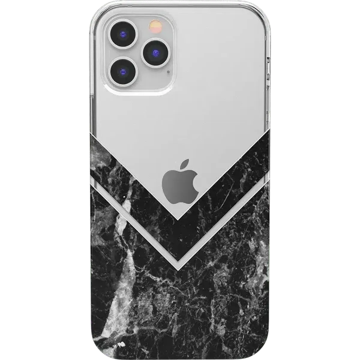 Sleek and Simple | Black Marble V Clear Case