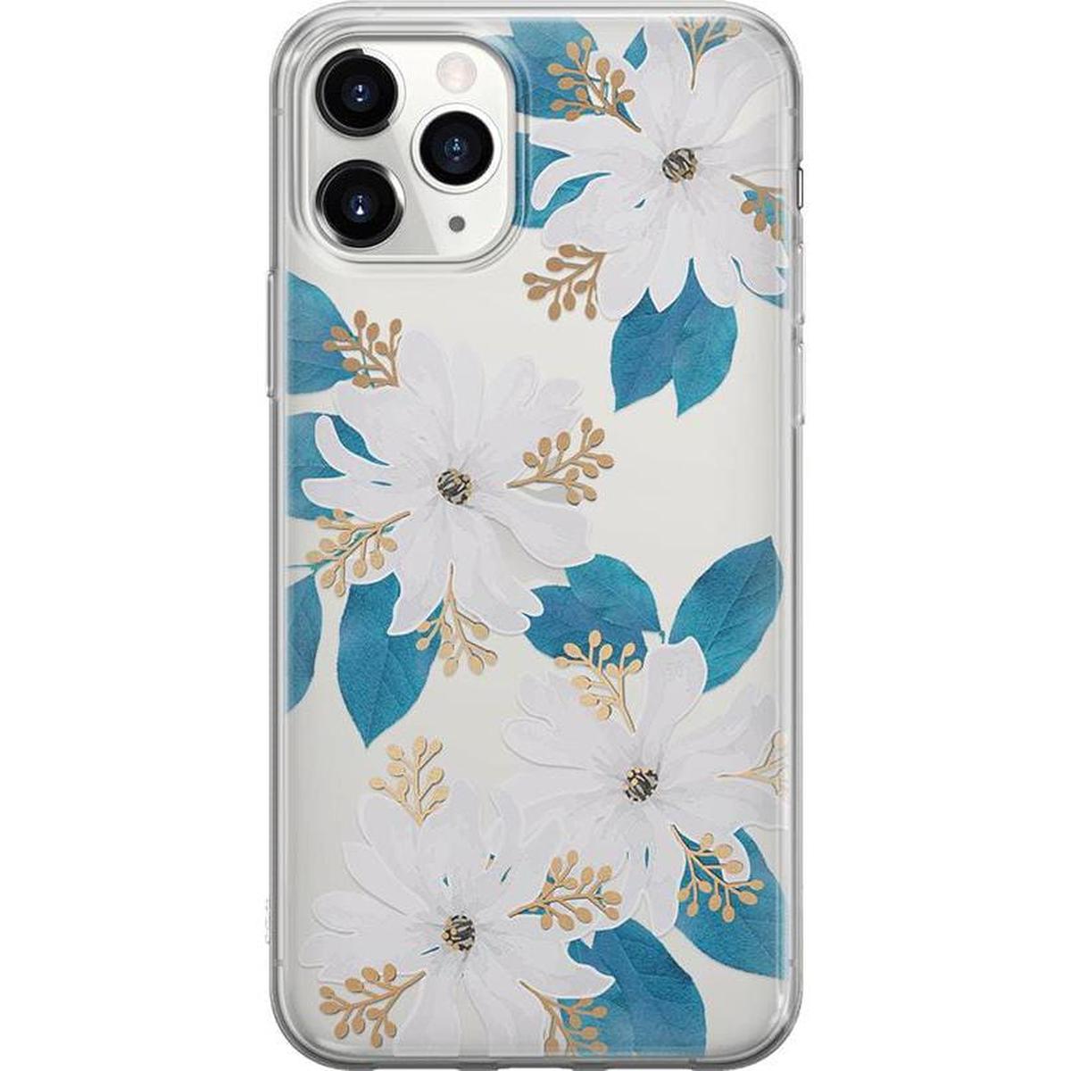 Forget Me Not | Blue and Gold Clear Floral Case